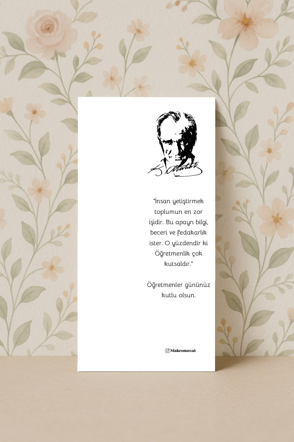 M33 Atatürk Siluetli Öğretmenler Günü Kartı - Görsel 1