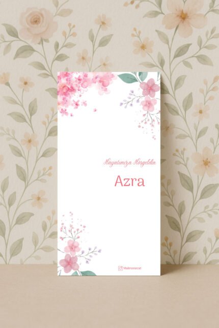 Pembe Çiçek Hoşgeldin Kartı