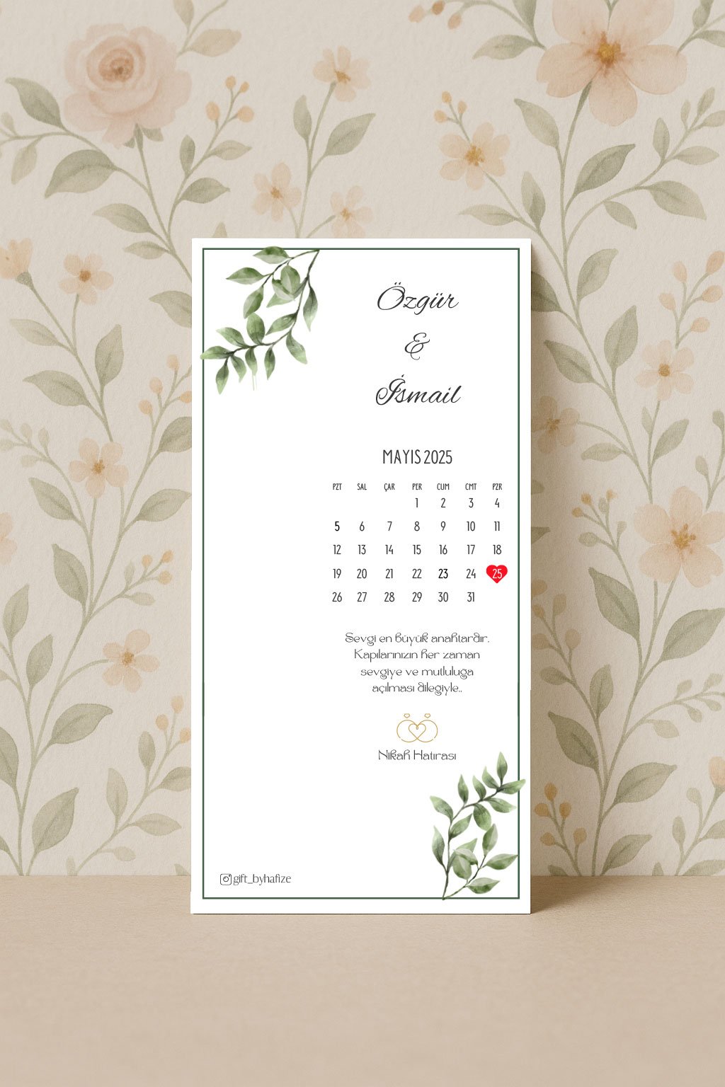 MK-014 Yaprak Takvimi Nikah Kartı - Görsel 1