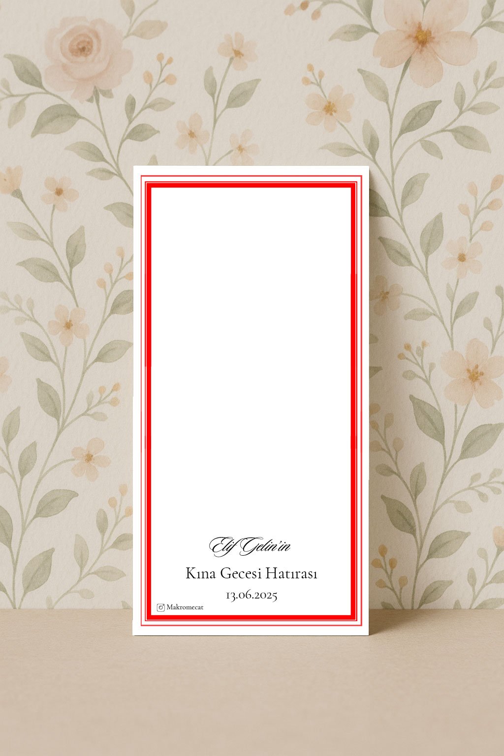 MK-022 Kırmızı Çerçeve Kına Kartı - Görsel 1