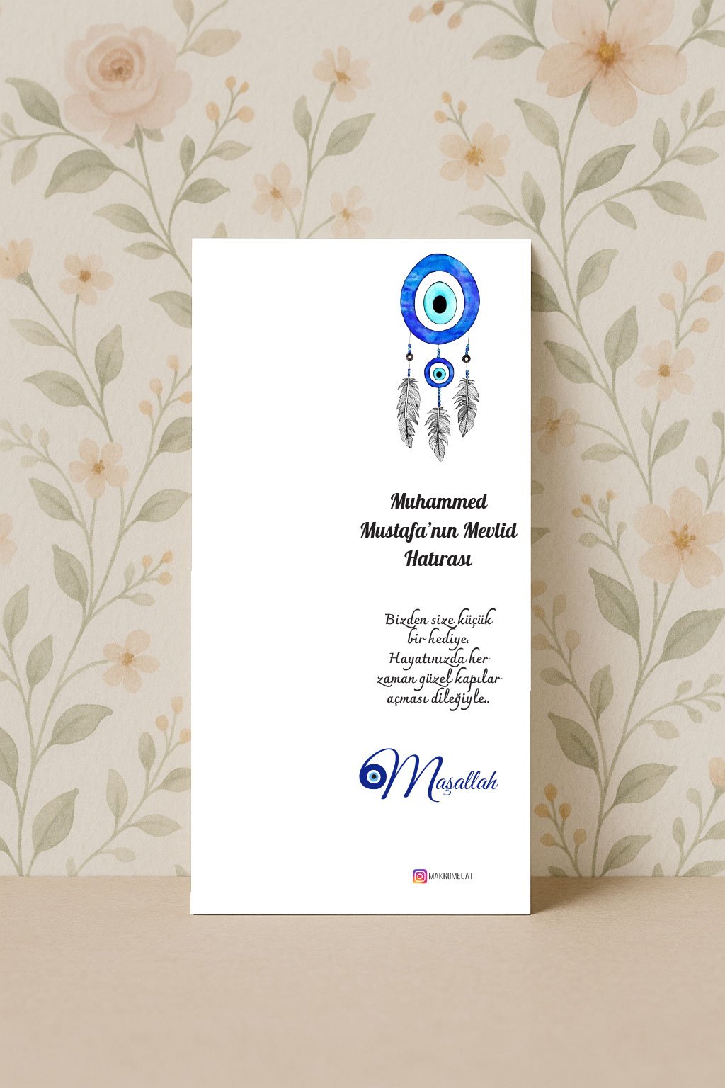MK-027 Nazar Boncuğu Mevlid Kartı - Görsel 1
