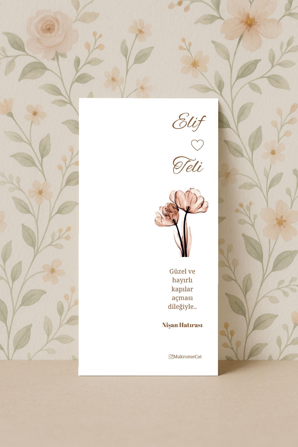 MK-040 Soft Floral Nişan Kartı - Görsel 1