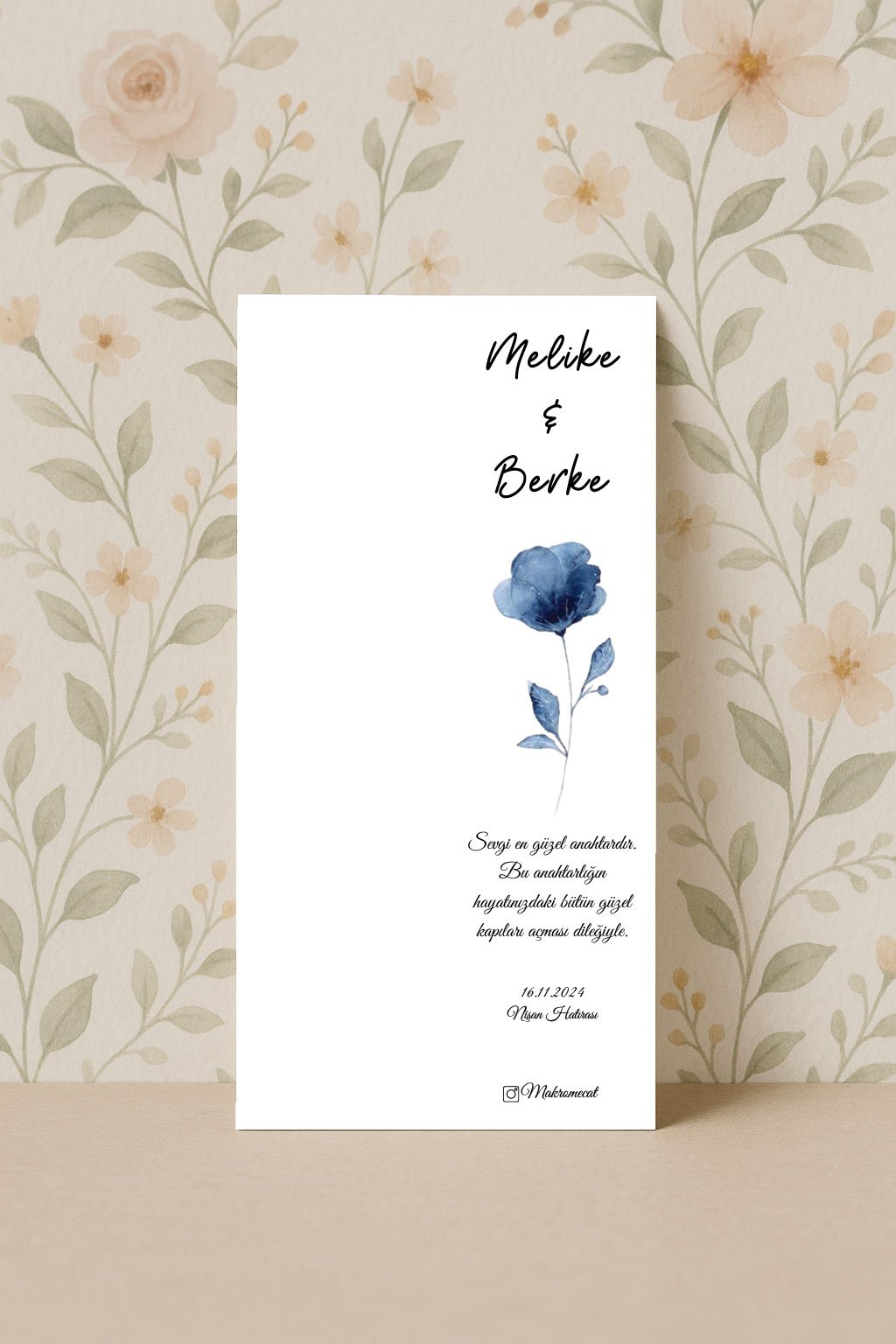 MK-041 Mavi Gül Nişan Kartı - Görsel 1
